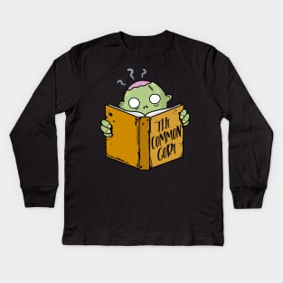 Funny Zombie Student with Common Core Book Kids Long Sleeve T-Shirt